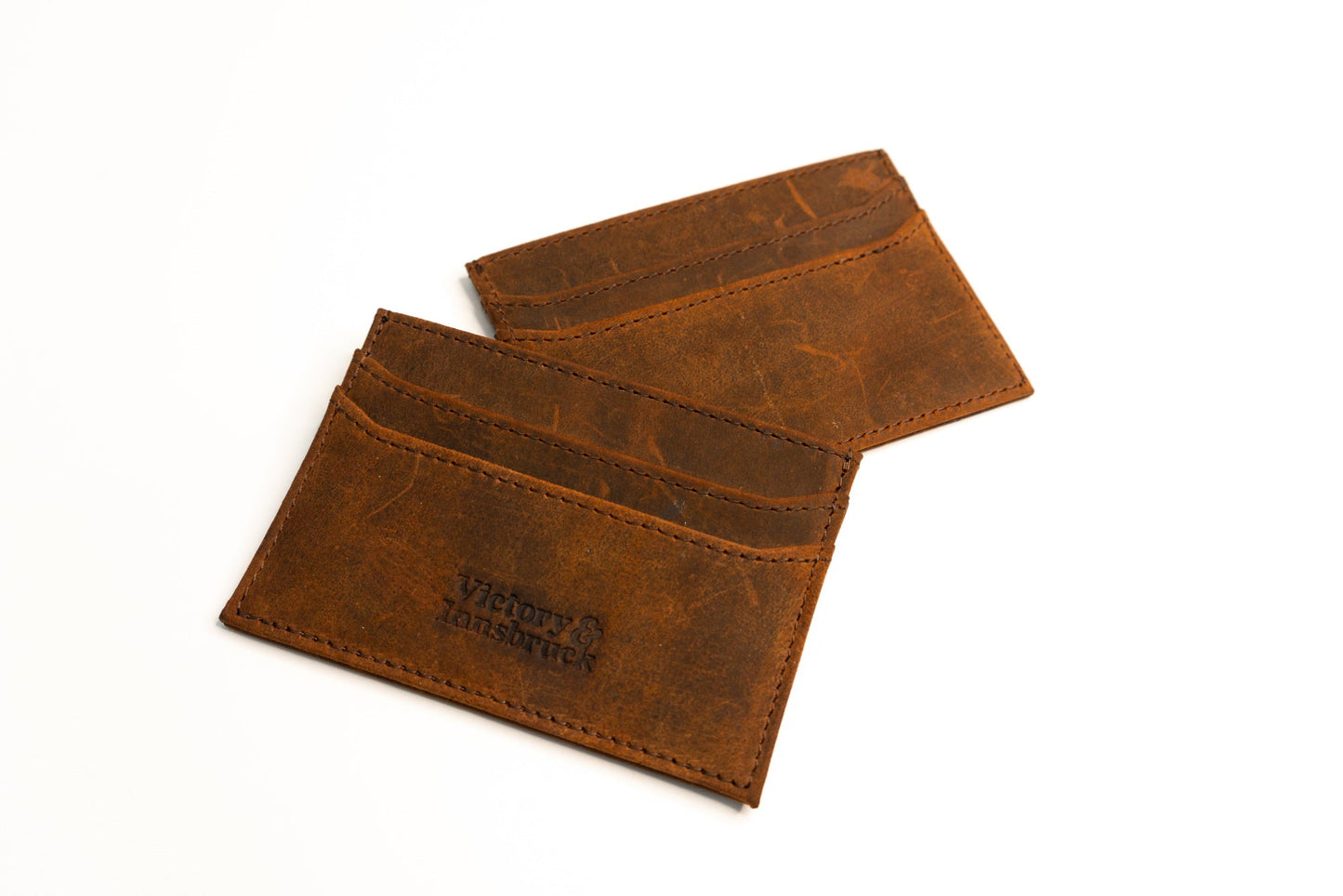 Slim Leather Card Holder Wallet | Brown / Brushed Tan