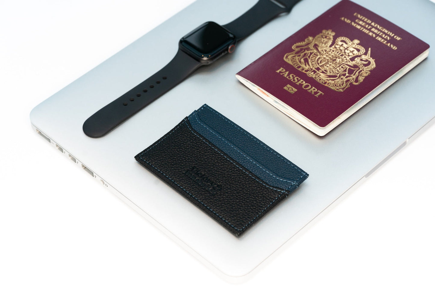 Slim Leather Card Holder Wallet | Black / Navy Blue