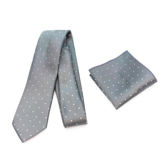 GREY POLKA DOT TIE SET