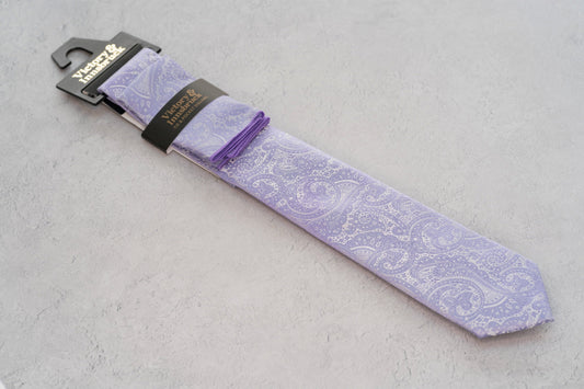 BOY'S LAVENDER PAISLEY TIE & POCKET SQUARE
