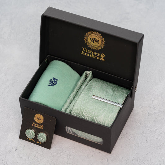 SAGE GREEN PAISLEY TIE BOX SET