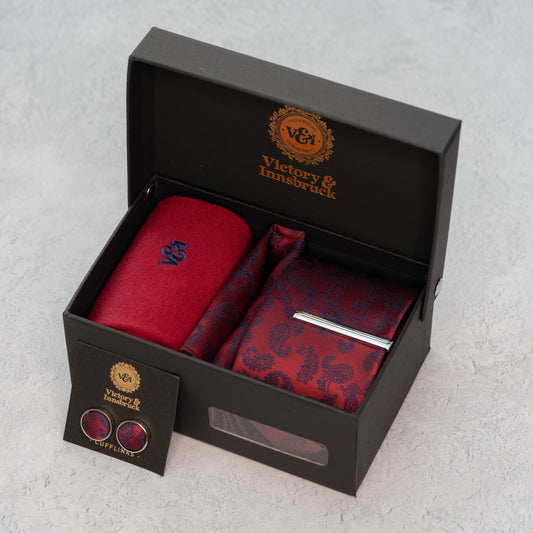RED PAISLEY TIE BOX SET