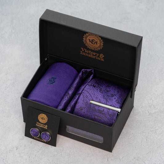 CADBURY PURPLE PAISLEY TIE SET