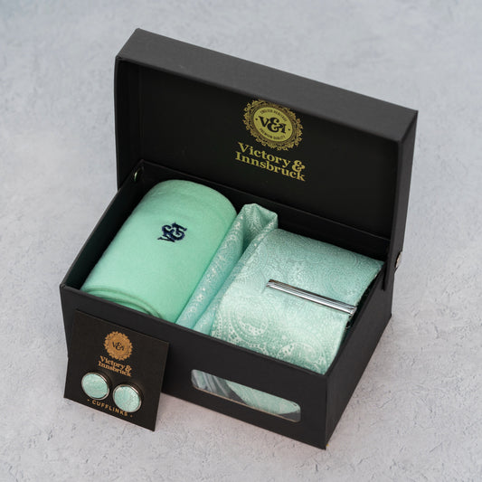 MINT GREEN PAISLEY TIE SET