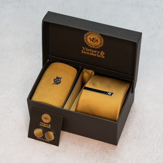 MUSTARD YELLOW TEXTURED TIE SET