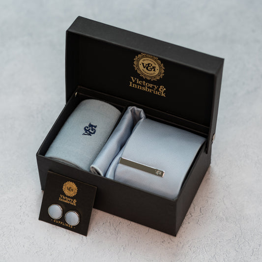 DUSTY BLUE TEXTURED TIE SET