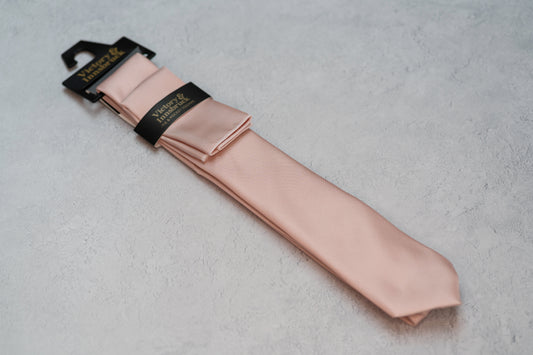 BOY'S BLUSH PINK TEXTURED TIE & POCKET SQUARE