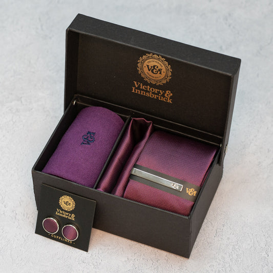 DARK PURPLE TEXTURED TIE SET