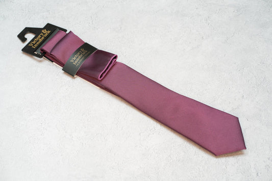 BOY'S DARK PURPLE TEXTURED TIE & POCKET SQUARE