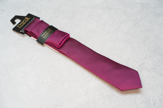 BOY'S RASPBERRY TEXTURED TIE & POCKET SQUARE