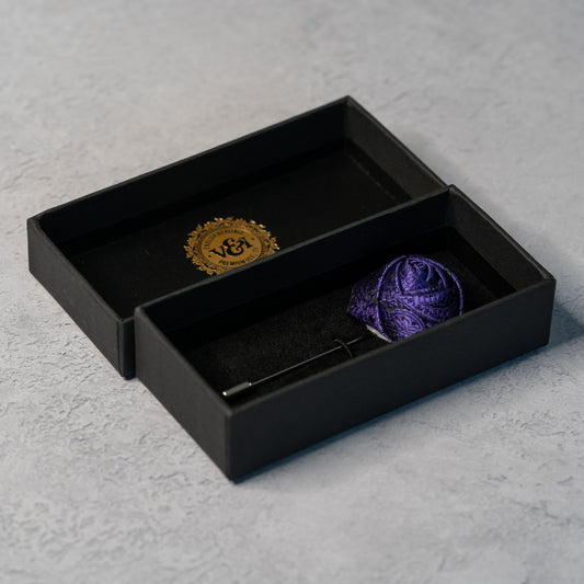 Cadbury Purple Paisley Floral Lapel Pin