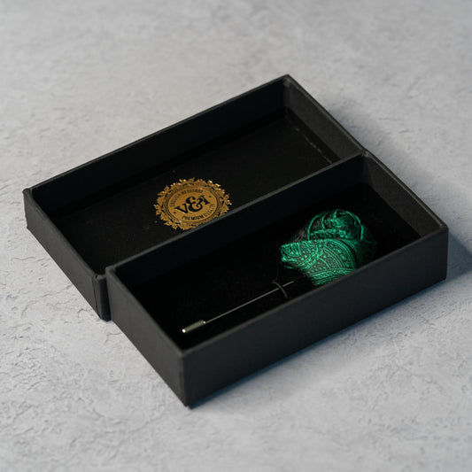 Forest Green Paisley Floral Lapel Pin