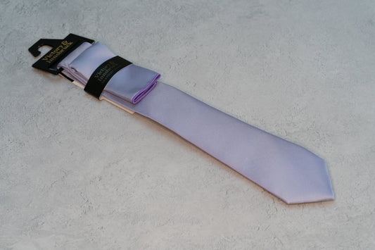 BOY'S LAVENDER TEXTURED TIE & POCKET SQUARE