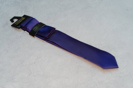 BOY'S CADBURY PURPLE TEXTURED TIE & POCKET SQUARE