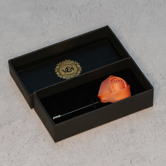 Coral Orange Textured Floral Lapel Pin