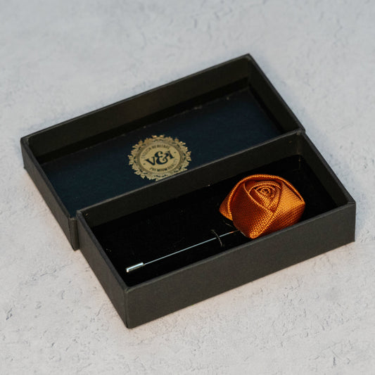 Burnt Orange Textured Floral Lapel Pin
