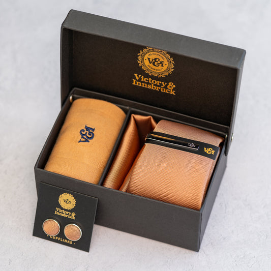 BURNT PEACH TEXTURED TIE SET