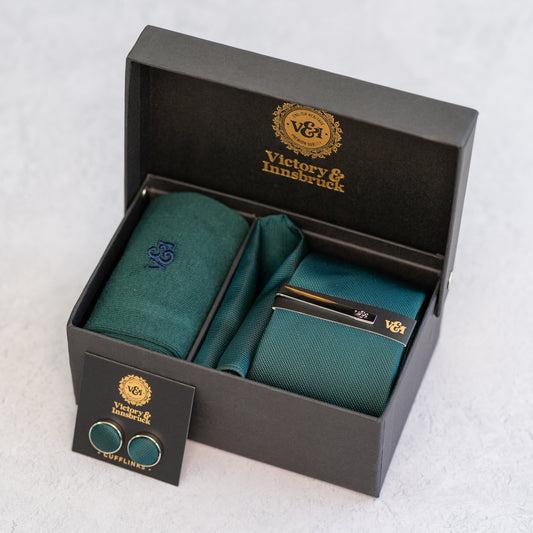 PEACOCK GREEN TEXTURED TIE SET