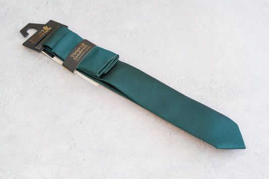 BOY'S PEACOCK GREEN TEXTURED TIE & POCKET SQUARE