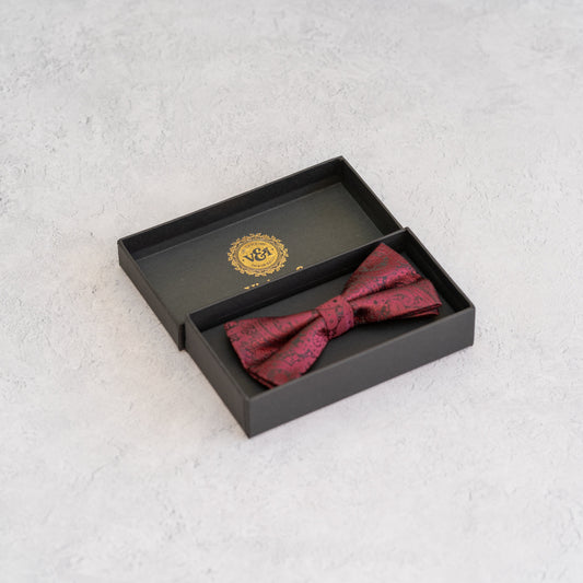Burgundy Red Paisley Bow Tie