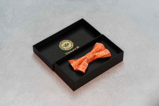 BOY'S CORAL ORANGE PAISLEY BOW TIE