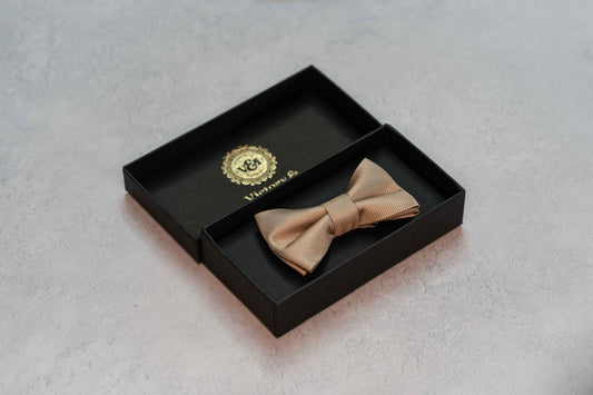 BOY'S CHAMPAGNE BEIGE TEXTURED BOW TIE