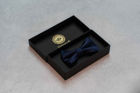 BOY'S NAVY BLUE PAISLEY BOW TIE