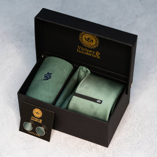 DARK SAGE GREEN TEXTURED TIE SET