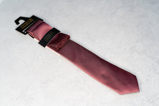 BOY'S MAUVE TEXTURED TIE & POCKET SQUARE