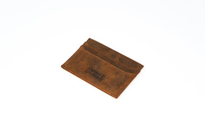 Slim Leather Card Holder Wallet | Brown / Brushed Tan