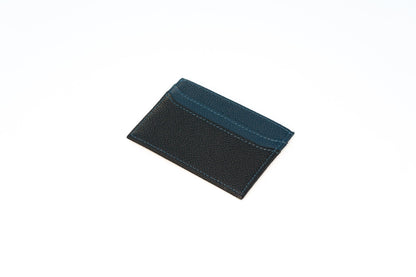 Slim Leather Card Holder Wallet | Black / Navy Blue
