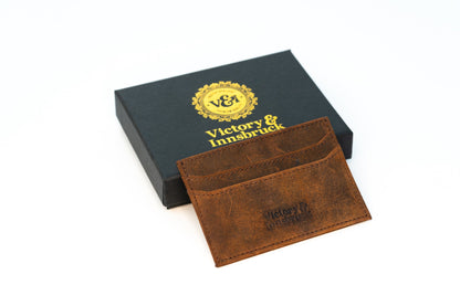 Slim Leather Card Holder Wallet | Brown / Brushed Tan