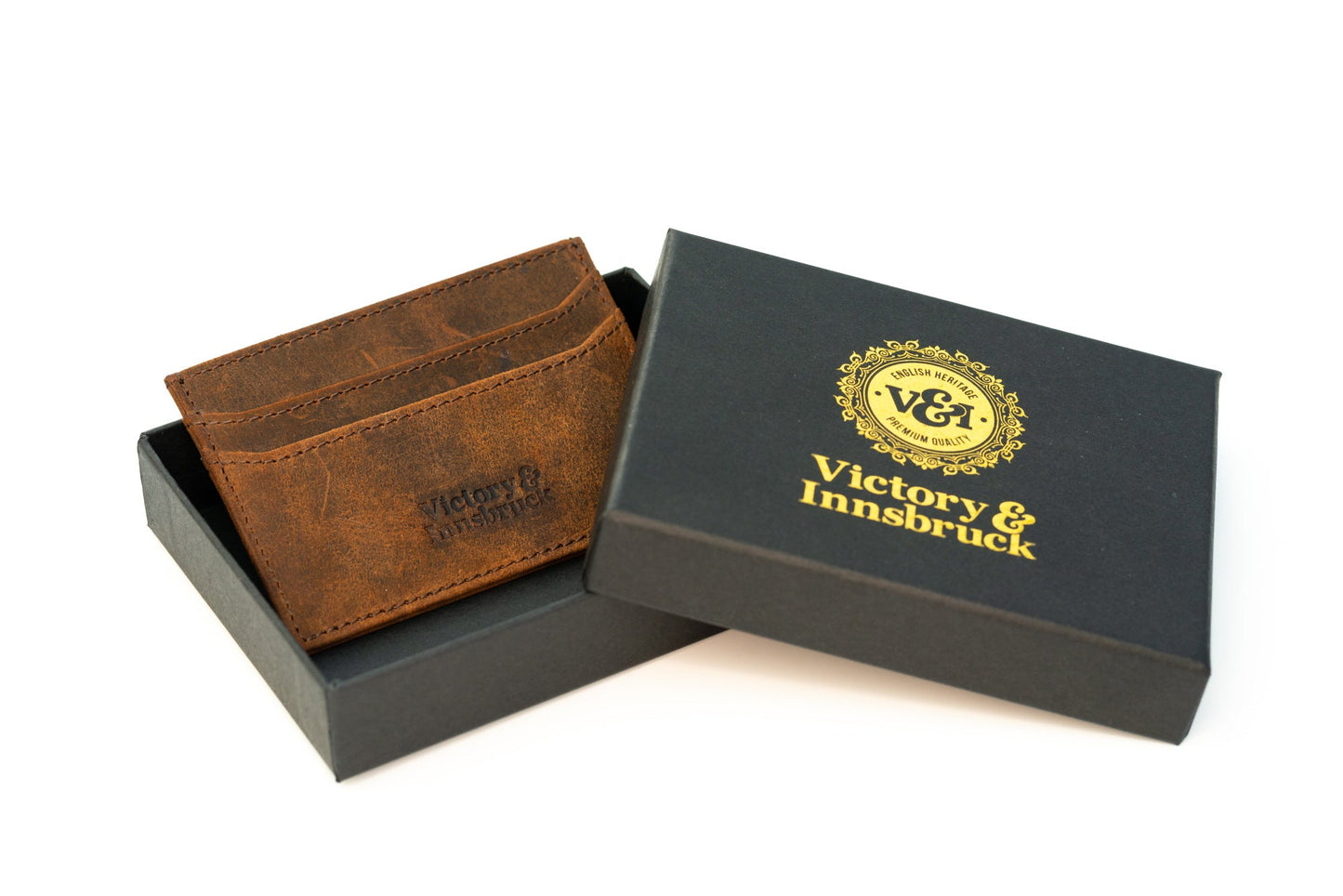 Slim Leather Card Holder Wallet | Brown / Brushed Tan