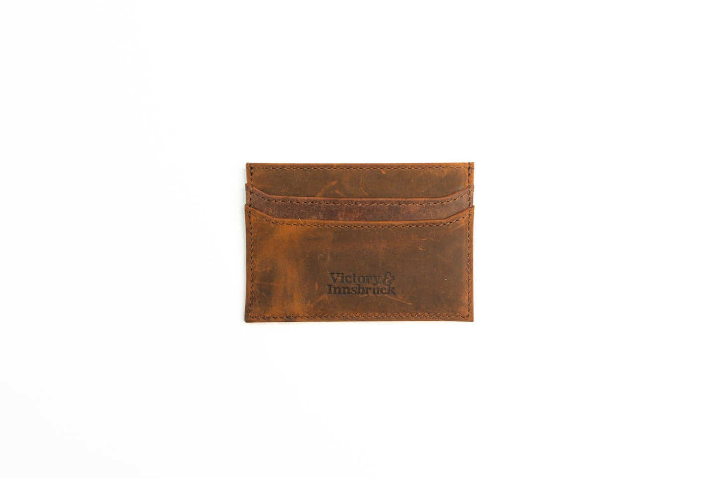Slim Leather Card Holder Wallet | Brown / Brushed Tan