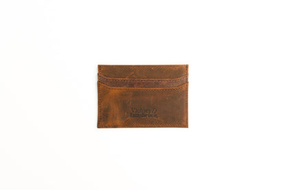 Slim Leather Card Holder Wallet | Brown / Brushed Tan