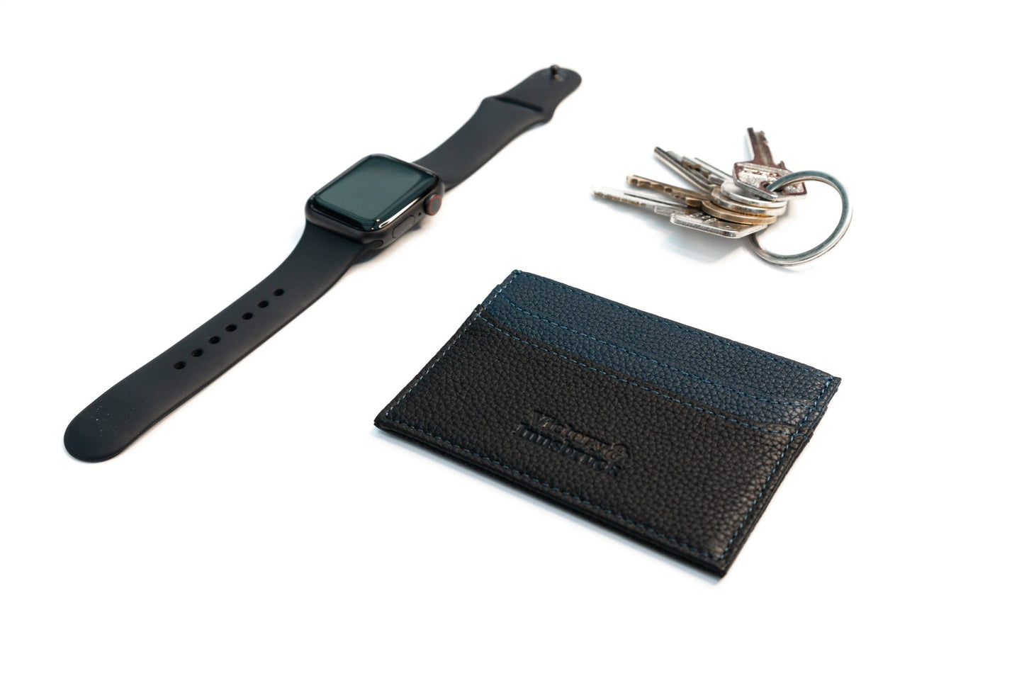 Slim Leather Card Holder Wallet | Black / Navy Blue