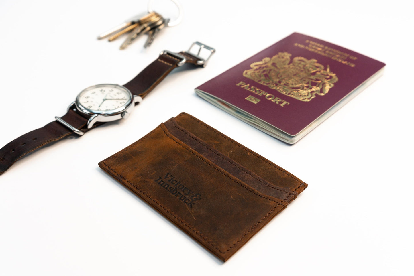 Slim Leather Card Holder Wallet | Brown / Brushed Tan